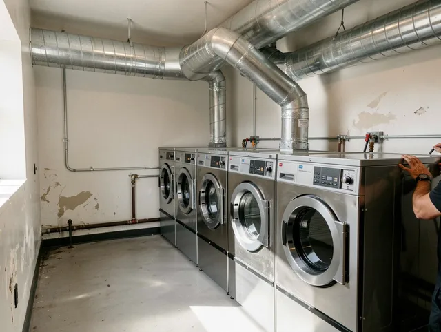 Somerset Dryer Vent Cleaning team performing large-scale commercial dryer vent cleaning in Somerset