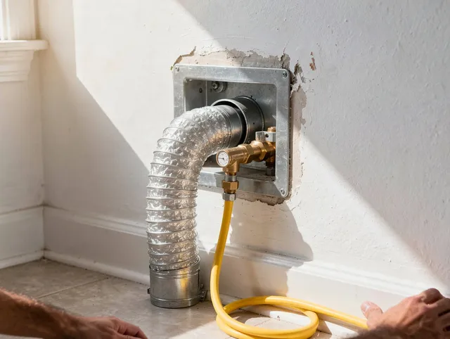 Somerset Dryer Vent Cleaning certified technician performing specialized gas dryer vent cleaning in Somerset